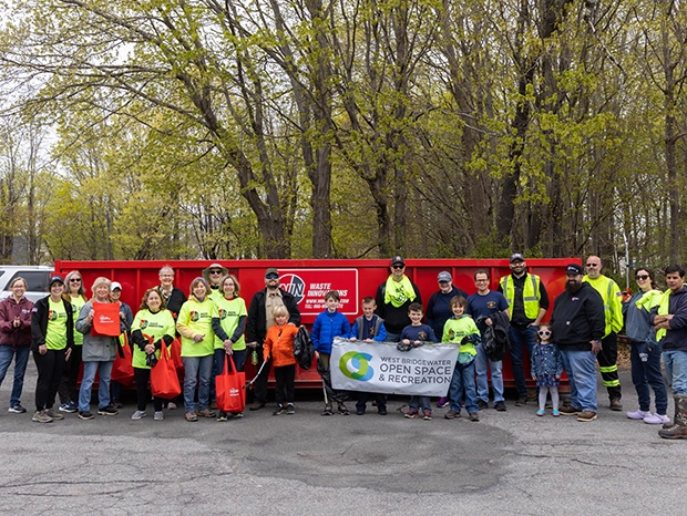 WIN volunteers at the  2023 Earth Day cleanup event with the West Bridgewater Open Air Committee in West Bridgewater, MA
