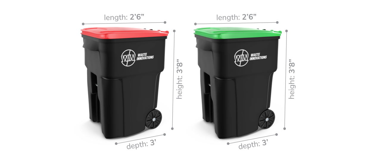 96 Gallon Trash and Recycling Bins For Sale - American Made Dumpsters